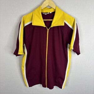 Vintage John Harmon Maroon Gold Zip Track Top Jacket Canada 70s Men M